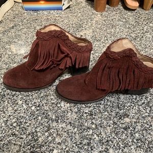 Free Bird Maroon Suede Mules